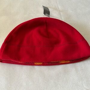OLD NAVY Fleece Hat. Red with red/green camouflage inner band 100% polyester